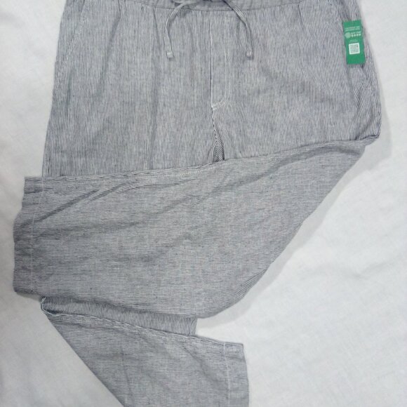 Gap Free Pants Mid-Waist Slant Pockets Women's Navy, White Stripe Size Large - Picture 7 of 9
